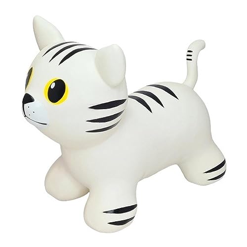 GERARDO'S Toys GT69421, My First Jumpy Animal Space Hopper for Kids Age 1 Year, Bouncy Hopper Ride on Animal White Cat with Pump Included, Inflatable Bouncer for Toddlers Indoors and Outdoor