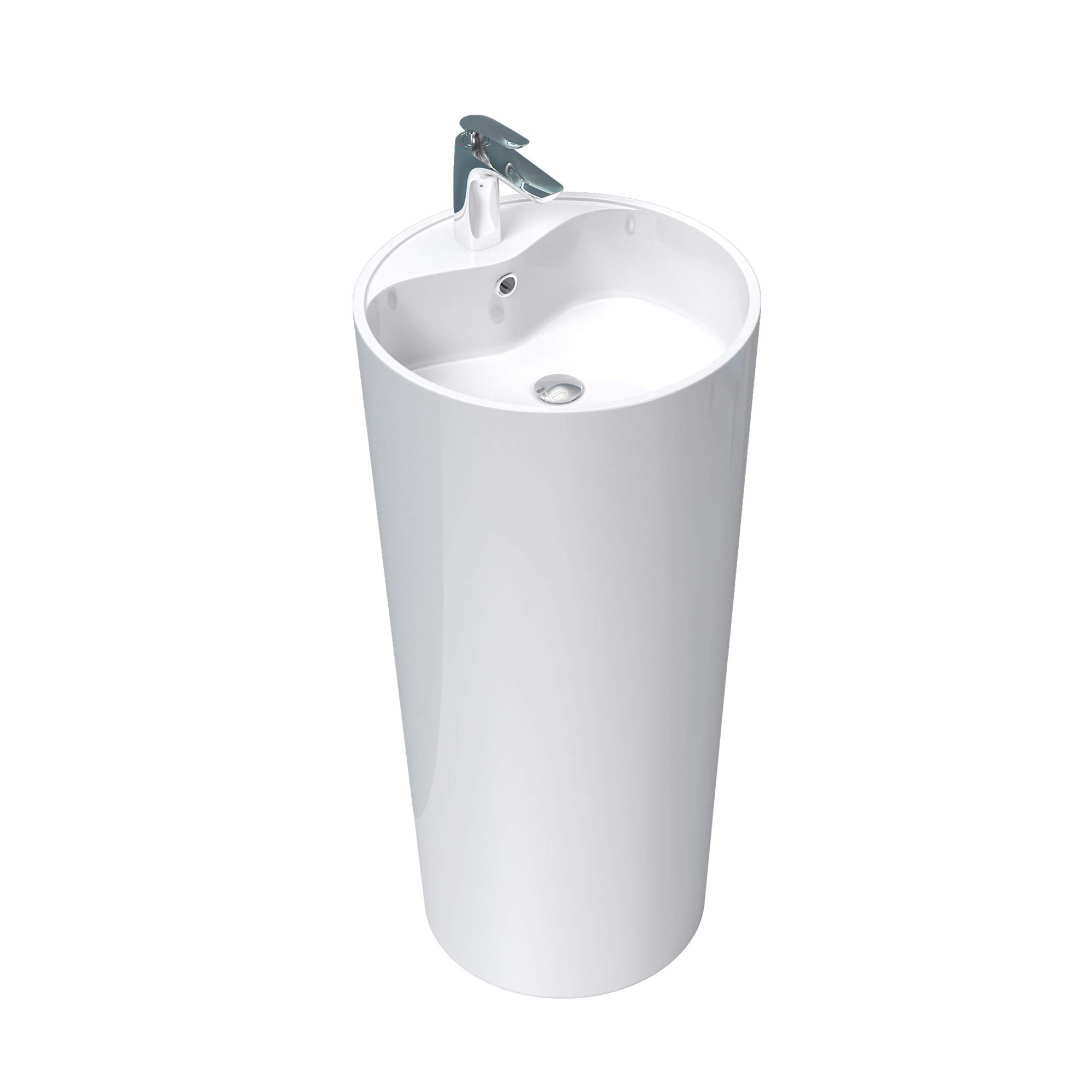 Mai & Mai Design Standwaschbecken in Weiß aus Mineralguss Waschbecken Standwaschtisch Waschtisch BTH: 45x45x90cm Waschplatz Col35