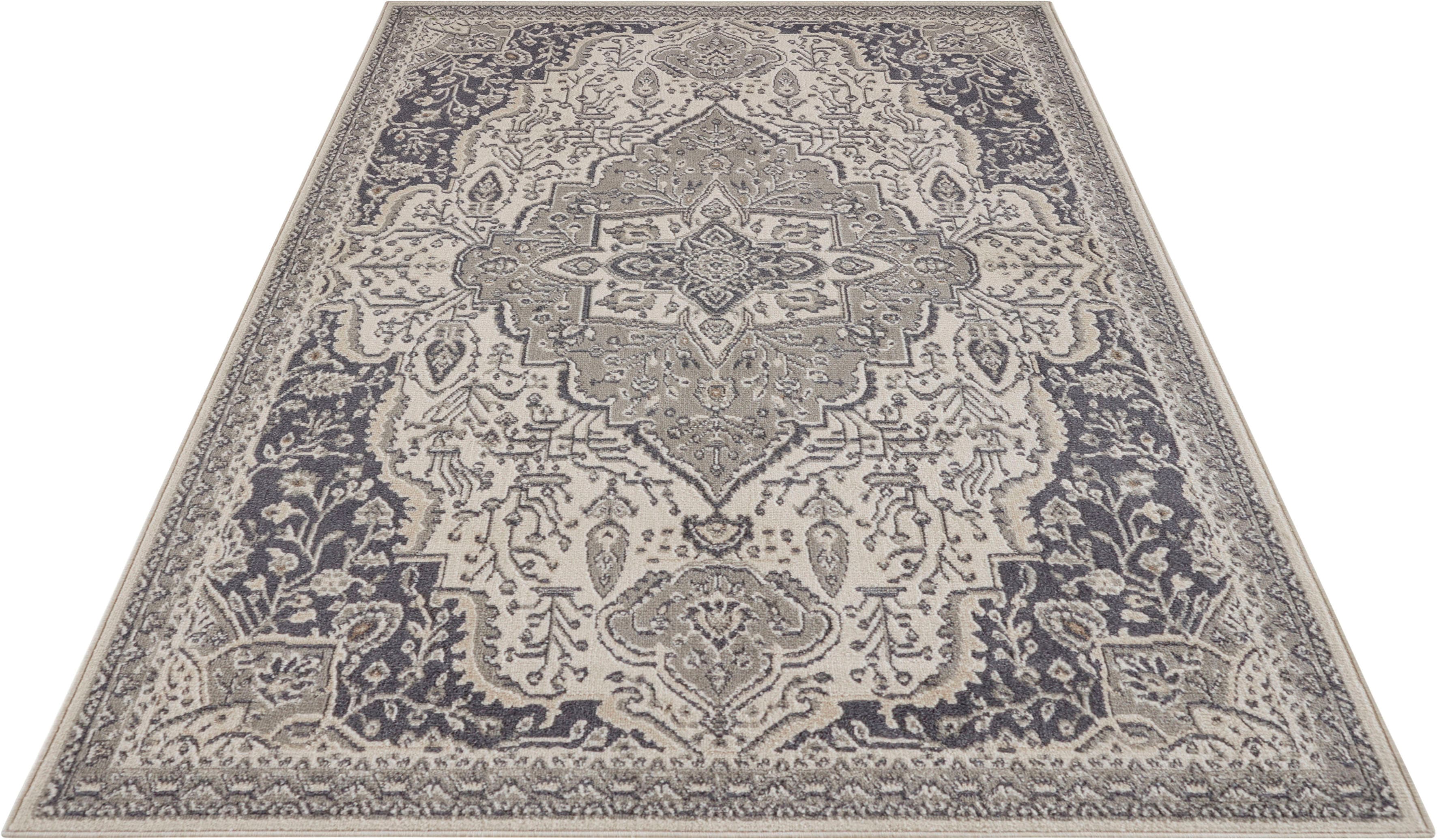 HANSE Home Orken Teppich Orientalisch –Kurzflor Vintage Wohnzimmerteppich Weicher Orient-Teppich ÖKO-TEX Läufer für Schlafzimmer, Esszimmer, Wohnzimmer, Flur, Küche – Creme Grau, 200x280cm