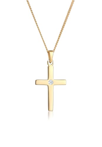 Diamore Collierkettchen Kreuz Diamant Konfirmation Kommunion 585 Gelbgold