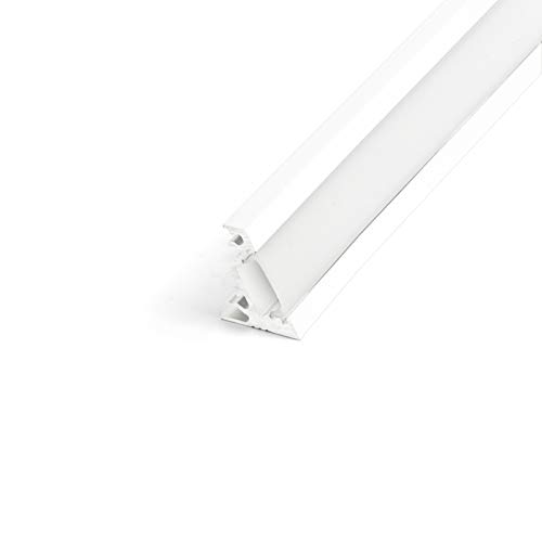 DQ-PP LED ALUMINIUM PROFIL | Corner 30 Grad | 2m | weiß | milchglas Abdeckung | ohne Klammern und ohne Endkappen | Alu Schiene Leiste für LED-Streifen