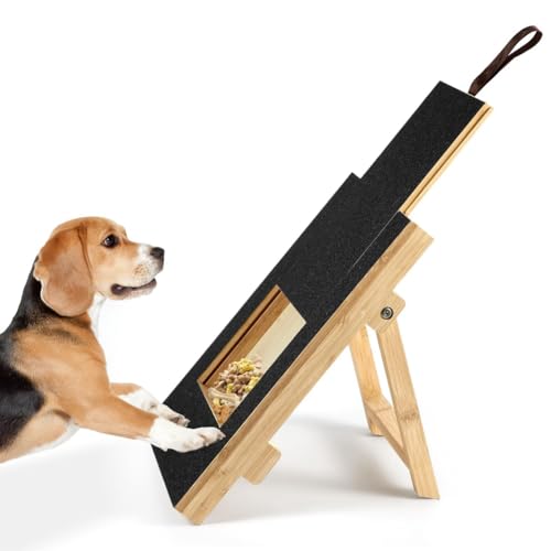 NERTOEE Hund Kratzpad Holz Hund Grinder Kratzpad Hund Nagelkratzer Quadratischer Trimmer für Nägel mit Snackbox