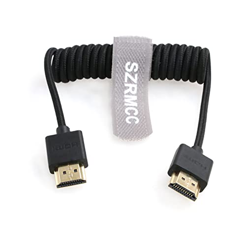 SZRMCC HDMI Kabel 8K 2.1 High Speed HDMI Stecker auf HDMI Stecker Coiled Braided Ethernet Kabel für Z Cam E2 Portkeys BM5 Ninjav V Monitor