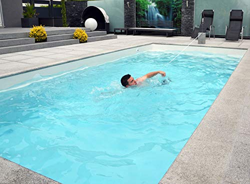 WelaSol Free Swim XL Das Original | Pool Schwimmgurt 3-tlg. inkl. Edelstahl Bodenhülse zur Befestigung | die günstigste Gegenschwimmanlage aller Zeiten | Schwimmtraining im eigenen Pool | Schwimmtrainer