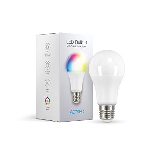 Aeotec 4344 LED Bulb 6, Z-Wave Plus rgbw-Lampadina & Cambia, Dimmbar, 9 W, ersetzt 60 Watt, Lampe, E27, small, Weiß