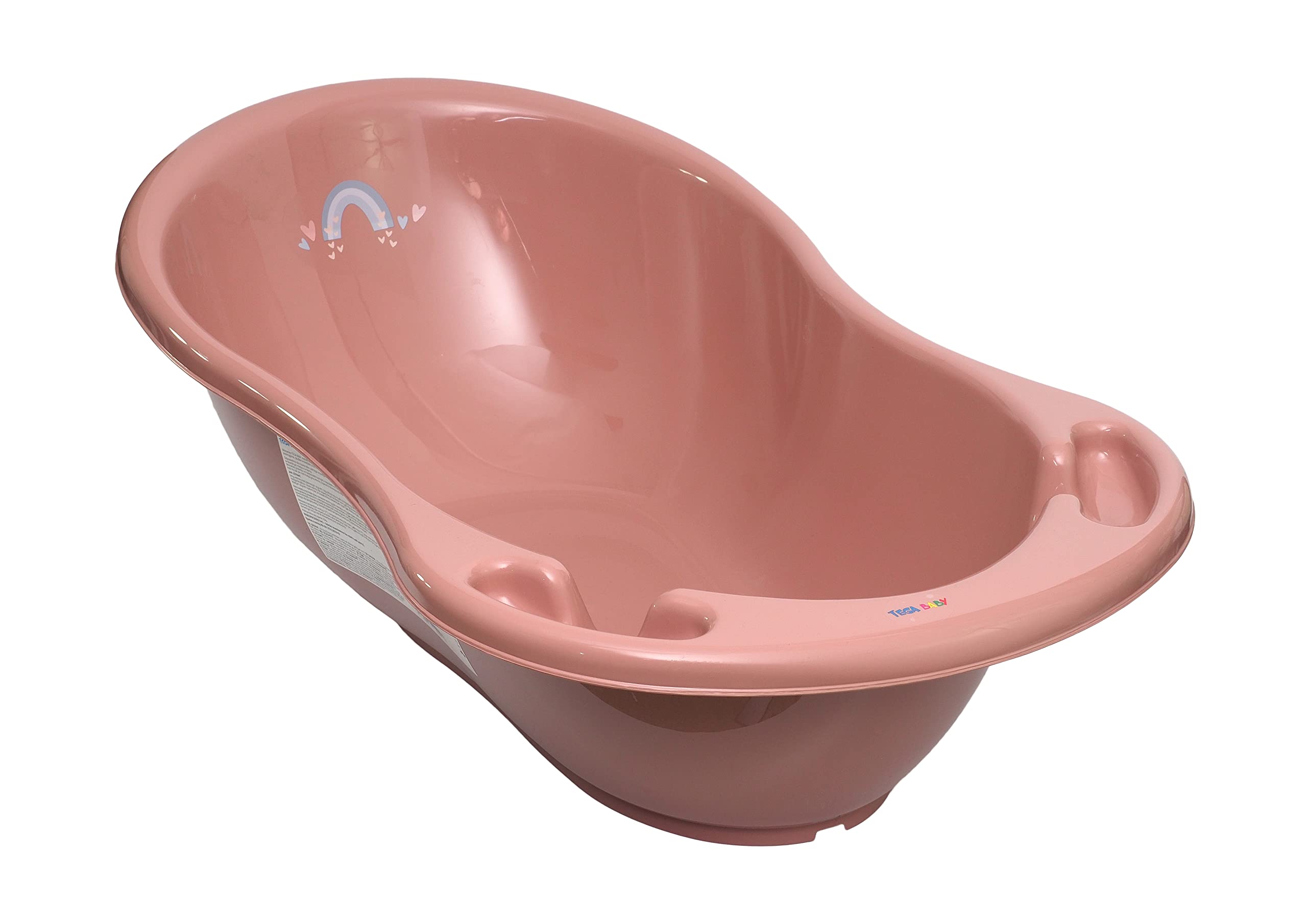 TEGA BABY kleine Kinderbadewanne für Säuglinge und Kleinkinder anatomische Form mit Ablauföffnung und Stöpsel TÜV-zertifiziert strapazierfähiger Kunststoff leicht zu reinigen 86x57cm rosa