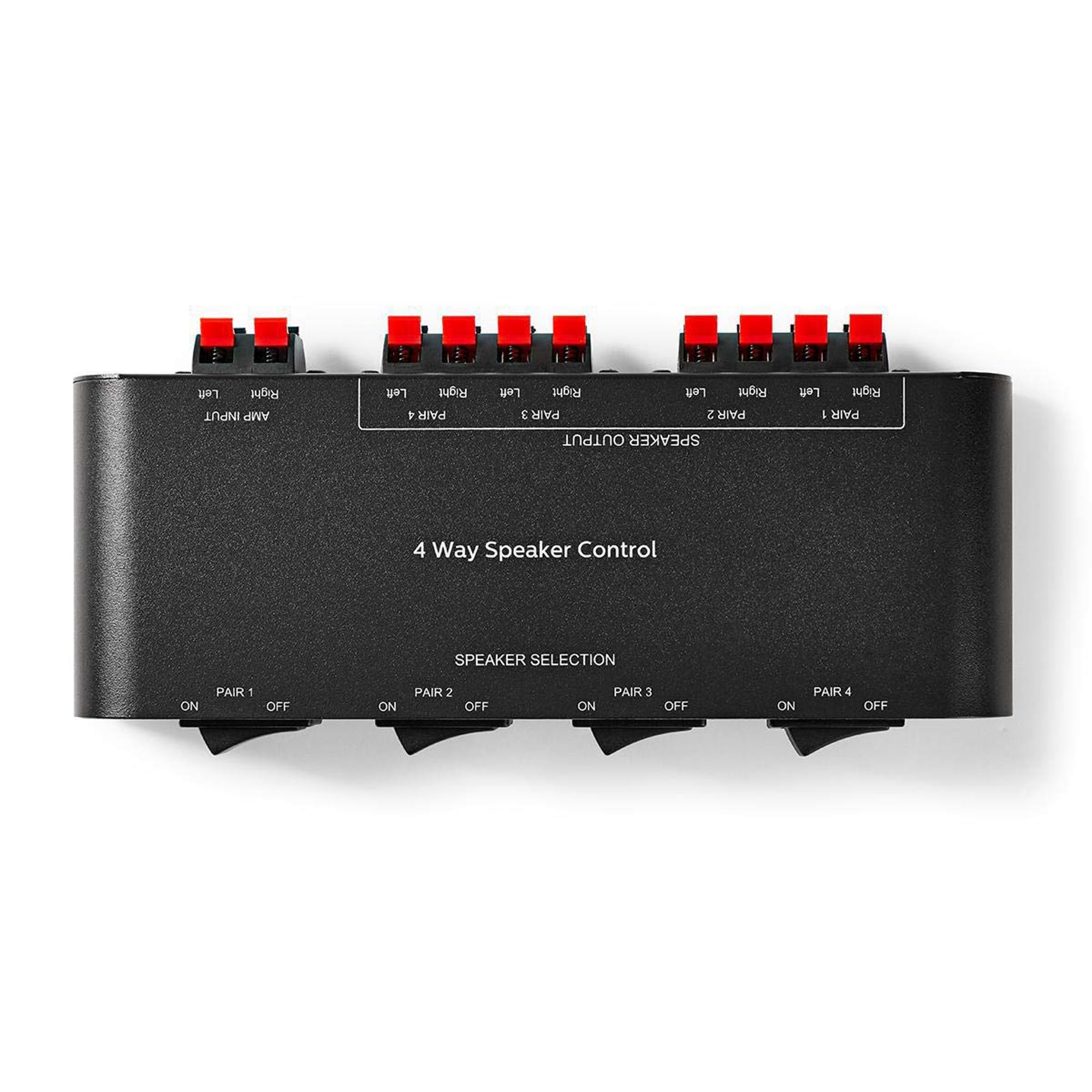 TronicXL Lautsprecher Umschaltbox Umschalter für 4 Lautsprecherpaare Stereo 4fach Analog Audio Schalter Umschalter Switch Input Weiche Audioschalter Lautsprecher Boxen