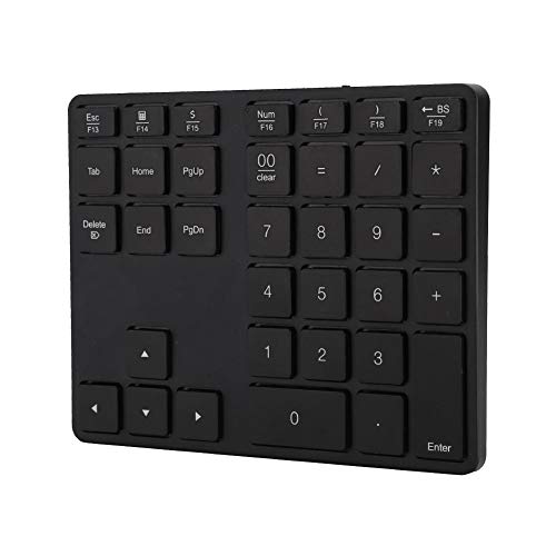 Goshyda Drahtlose Zifferntastatur, tragbare Bluetooth-Tastatur mit 35 Tasten und Ziffernzahl mit 300 mAh Akkukapazität für Laptop Notebook Smartphone(Schwarz)