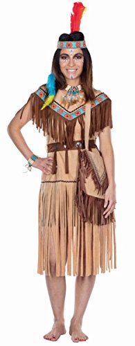 Cherokee Indianerin Kostüm kurz hellbraun Indianer Western Kleid für Damen