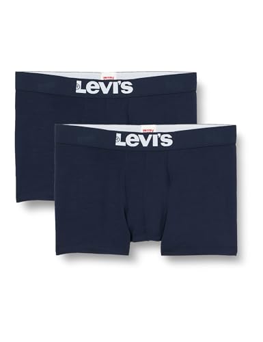 Levi's Herren Levis Men SOLID Basic Trunk 2P Boxershorts, Blau (Navy 321), Small (Herstellergröße: 010) (2er Pack)
