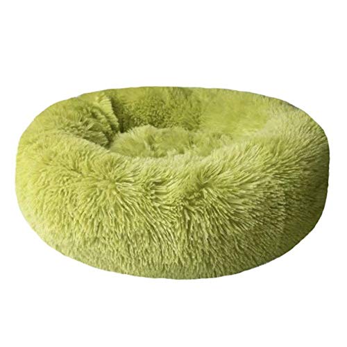 NGHSDO Hundebett Round Hundebett Lange Plüsch-Haustier-Betten for Kleine Mittel Groß Haustiere Puppys Mat Kennel Couch for Hunde Katzen Korb (Color : Green, Size : 50cm Diameter)