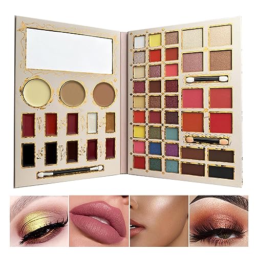 Lidschattenpalette mit Pinseln | Make-up-Palette für Damen mit Pinsel-Set - Lidschatten-Paletten-Set für Mädchen, hochpigmentiertes professionelles Make-up-Set mit Spiegel Jikiaci