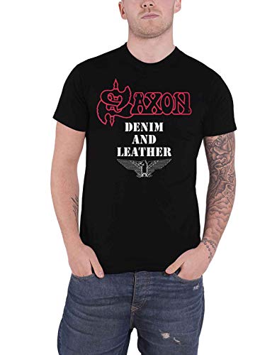 Saxon Denim and Leather T-Shirt M