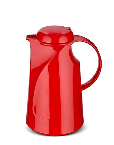 ROTPUNKT Isolierkanne 280 1 Liter (Crazy red) | Doppelwandige Vakuumisolierung | Zweifunktions-Drehverschluss | BPA Frei- gesundes Trinken | Made in Germany | Warm + Kalthaltung | Glaseinsatz