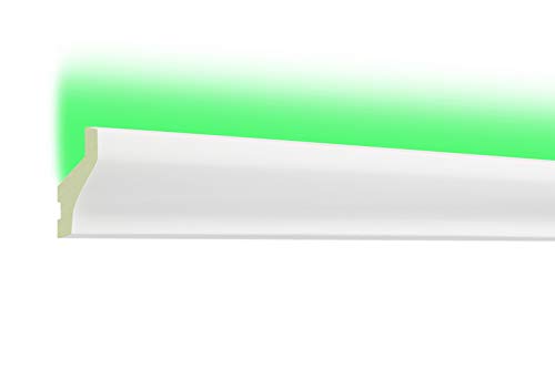 HEXIM LED-20 Sparpaket 40x25mm - indirekte Beleuchtung mit Deckenleisten, lichtundurchlässig, leicht und schlagzäh (50 Meter) Lichtvoute Stuckleisten