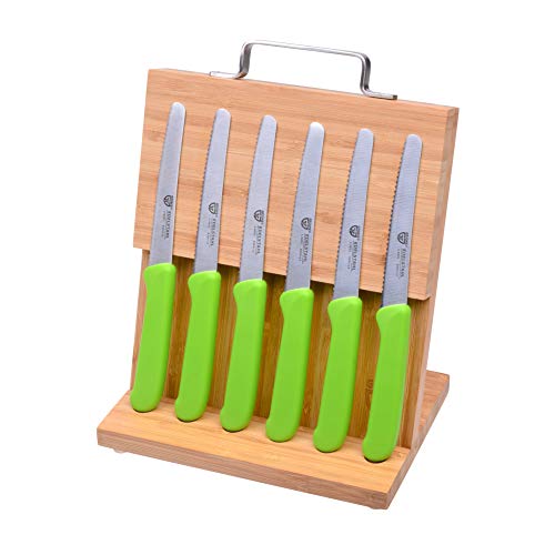 GRÄWE Magnet-Messerhalter Bambus mit Brötchenmessern grün