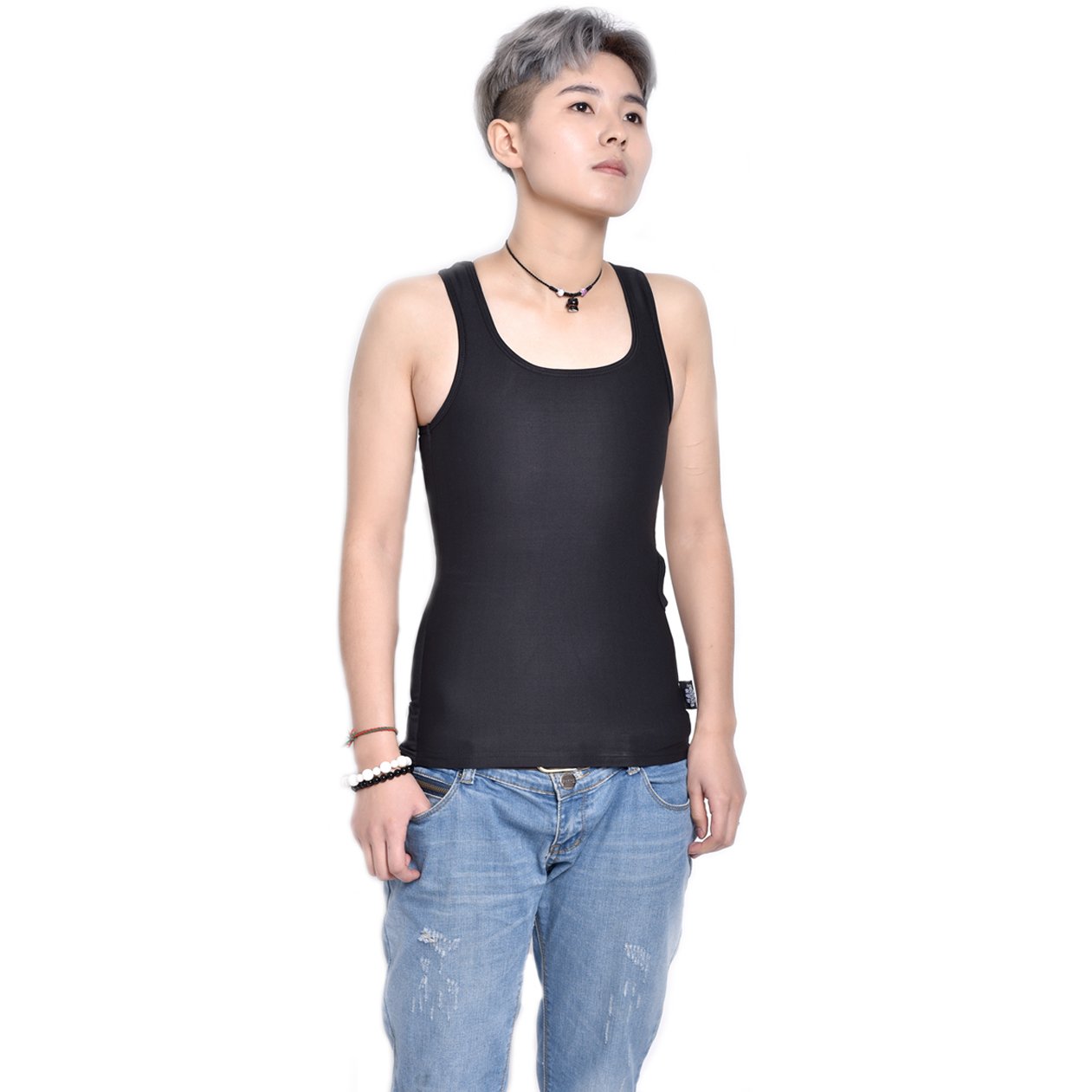 BaronHong Bambuskohle Faser Brust Binder Baumwolle Tank Top für Tomboy Trans Lesben (schwarz, S)