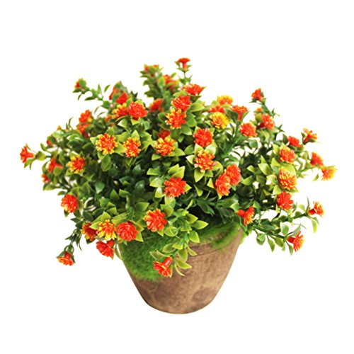 WINOMO Künstliche Pflanzen Simulierte Pflanze Dekorative Bonsai Plastik Blume für Zuhause Dekoration (Orange)