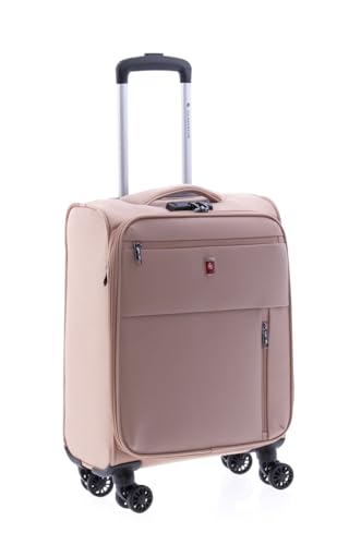 GLADIATOR Reisegepäck mit ausziehbarem 4R, Polyester, Arctic, Rosa, de Mano, Erweiterbarer Koffer, weiche und drehbare Räder.