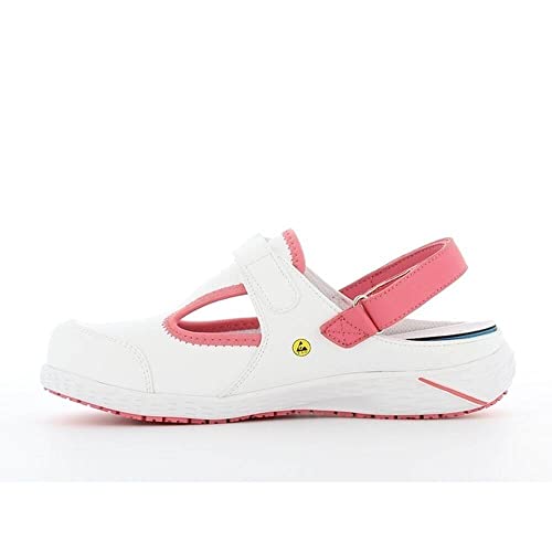 SAFETY JOGGER Arbeitsschuhe Damen - Carly - Leichter komfortabler Clogs aus Leder, ideal für Pflege, Küche oder Garten, Rutschfester und Stoßdämpfender Sicherheitsclog, Rosa EU 36