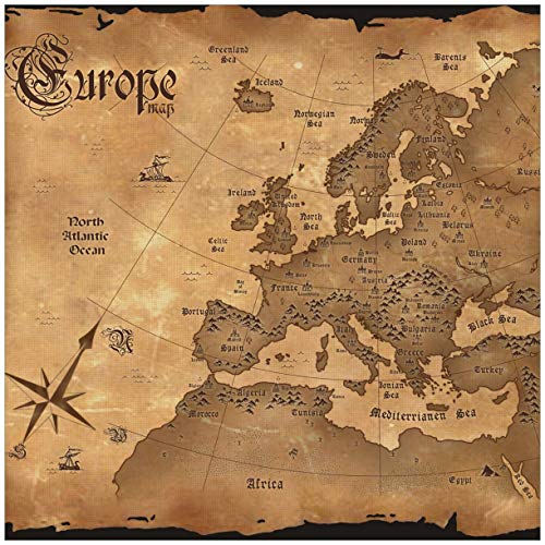 Wallario Möbelfolie selbstklebend/Aufkleber, Tischfolie geeignet für IKEA Lack Tisch - Möbeldeko Alte Weltkarte Karte von Europa in englisch in 55 x 55 cm