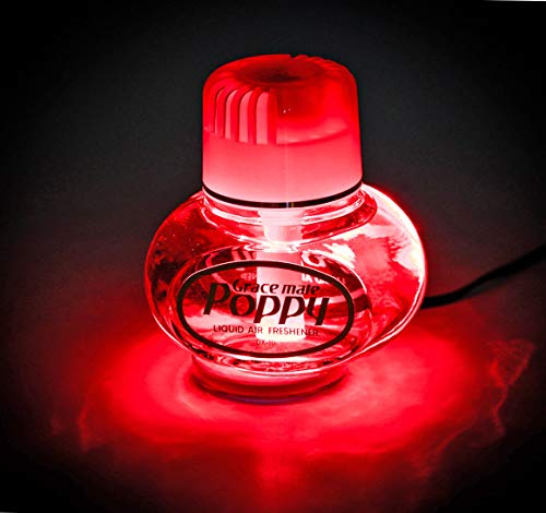 Lufterfrischer Original Grace Mate Poppy mit roter LED Beleuchtung, Duft Inhalt 150 ml, 24 Volt Anschluss für LKW (Duft Erdbeere)