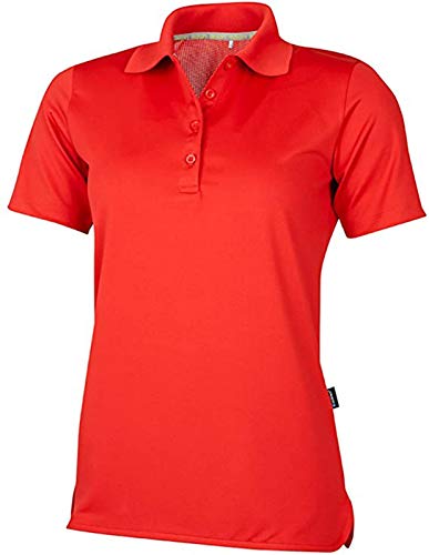 Damen Poloshirt Extreme Performance - Kurzarm-Hemd für Frauen mit Knopfleiste, atmungsaktiv, bügelfrei, antibakteriell - Sport, Casual, Business, Made in EU (Rot, XXL)