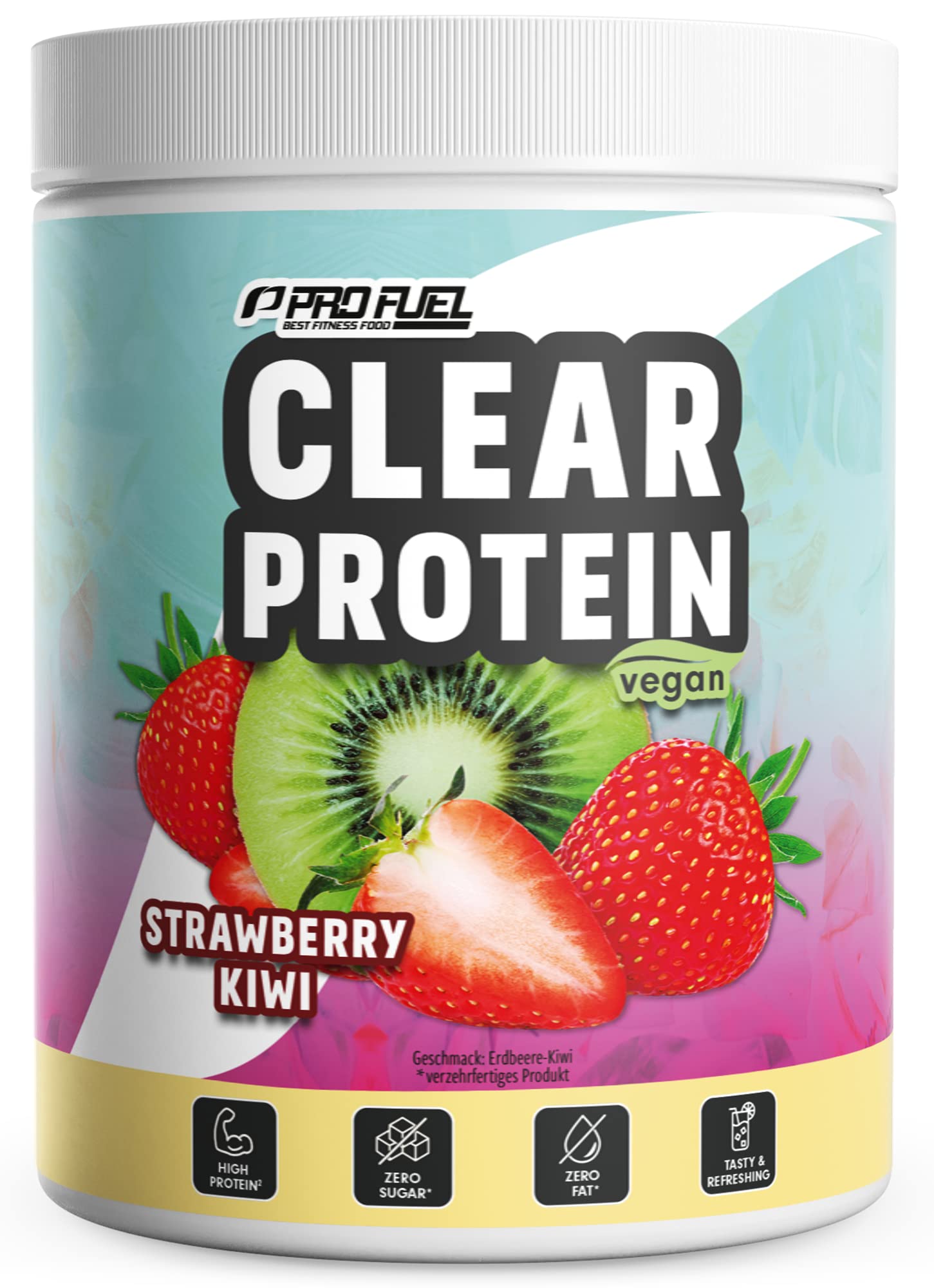Clear Protein Vegan 360g STRAWBERRY KIWI, unglaublich leckerer & erfrischender Protein-Drink, vegane Clear Whey Protein/Iso Clear Alternative mit hochwertigem Erbsenproteinhydrolysat, 56% Protein