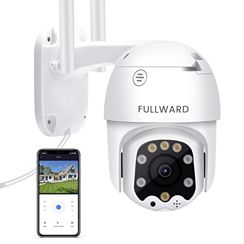 FULLWARD 3MP Outdoor Security Camera Human AI Motion Detection PTZ Dome 2.4G WiFi Home Security CCTV Camera Night Vision 2-Way Audio Waterproof Wireless Camera, P6slite App