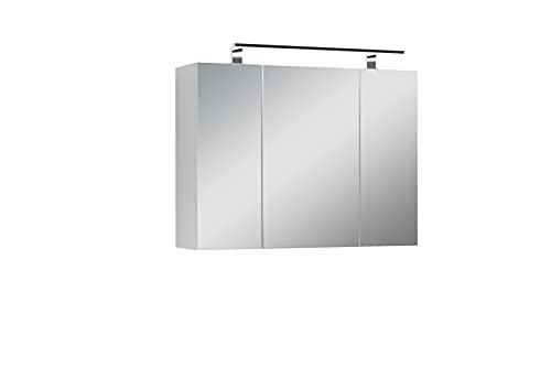 byLIVING Spiegelschrank Spree, Breite 80 cm, 3-türig, mit LED Beleuchtung und Schalter-/Steckdosenbox, mit praktischen Ablageböden