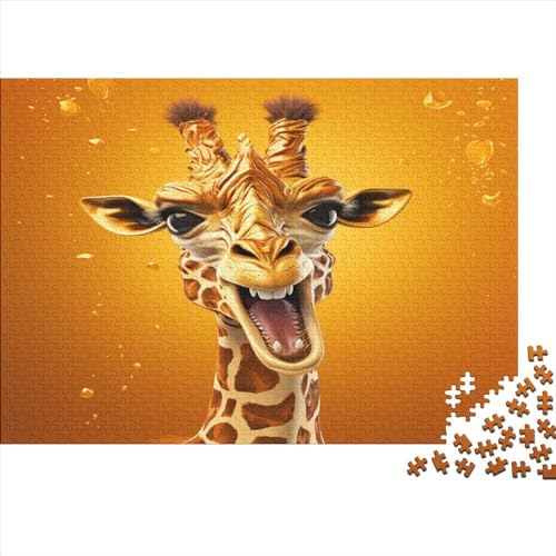 Lustige Giraffe Puzzles Für Erwachsene Karikatur 500 Stück Lernspiel Hölzern Haus Dekoration Präzise Verkettung Für Erwachsene 500pcs (52x38cm)