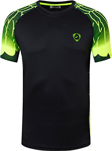 jeansian Herren Sportswear Dry Fit Sport Tee Shirt Tshirt T-Shirt Kurzarm Tennis Golf Bowling Tops LSL229 Black M