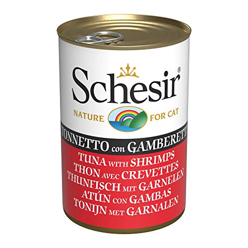 Schesir Cat Jelly Thunfisch mit Garnele, Katzenfutter nass, Dosen, 140 g, 3.36 kg
