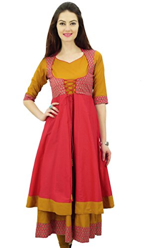 Phagun Designer Doppelschicht Anarkali Kurti Dori Jacke Stil Indisches Kleid - 42