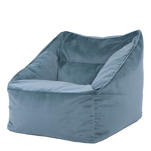 Icon Natalia Sitzsack Sessel, Hellblau, Samt, Riesen Sitzsack, Sitzsack für Erwachsene mit Füllung, Sessel Wohnzimmer, Sessel Schlafzimmer