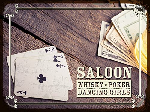 Ontrada Blechschild 30x40cm gewölbt Saloon Whisky Poker Dancing Deko Geschenk Schild