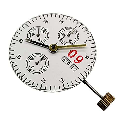 Fubdnefvo 7750 Uhrwerk 7750 Sechs-Nadel-Doppelkalender Ersatzzubehör für Hochpräzise Automatische Mechanische Uhrwerke