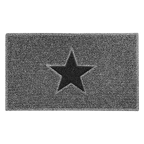 Nicoman Star Türmatte, Schmutzfangmatte, für den Innen- und Außenbereich, 75 x 44 cm, Anthrazit mit schwarzem Stern, 75 x 44 cm, Inlay-STAR-75 x 44 -BG+BK
