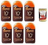 Bilboa Carrot Plus Latte Solare SPF 10, Körper-Sonnenmilch,intensive und langanhaltende Bräune, wasserbeständig, 6x 200ml + Italian Gourmet polpa 400g