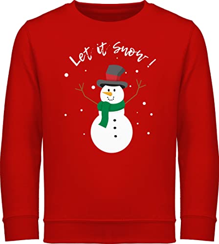 Shirtracer Weihnachten Kind - Schneemann Let it Snow - 140 (9/11 Jahre) - Rot - let it Snow Pullover - JH030K - Kinder Pullover