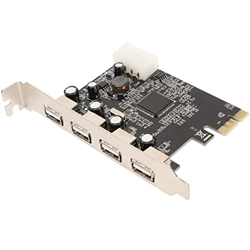 Aeun PCIe-zu-USB2.0-Erweiterungskarte, 4 Ports Hochstabile PCIe-zu-USB-2.0-Karte Plug-and-Play für Gehäuse