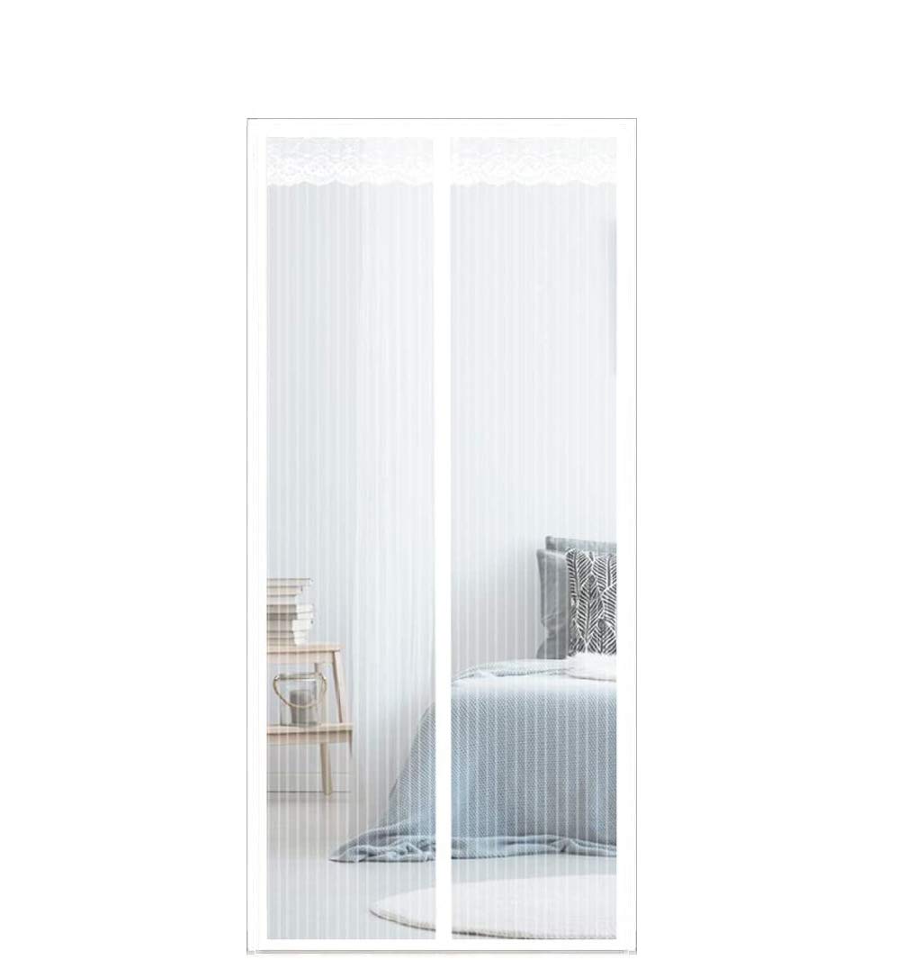 FENG Balkon fliegengitter 190x210cm, Fliegennetz Vorhang, Faltbar Auto Schließen, Einfach zu montieren, Für Türen/Patio/Wohnzimmer - Weiß