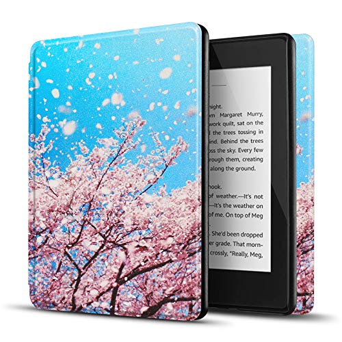 TNP Hülle für Kindle Paperwhite 10. Generation 2018 Modell PQ94WIF, Kindle Case für Amazon Kindle Paperwhite 6-Zoll, mit Auto Einschlafen/Aufwachen Funktion, superleichte Hülle, Kirschblüten