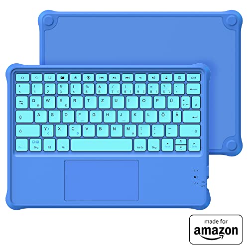 Brandneue kabellose Bluetooth-Tastatur „Made for Amazon“ für Kinder, blau, für Fire HD 10 Kids- und Kids Pro-Tablets