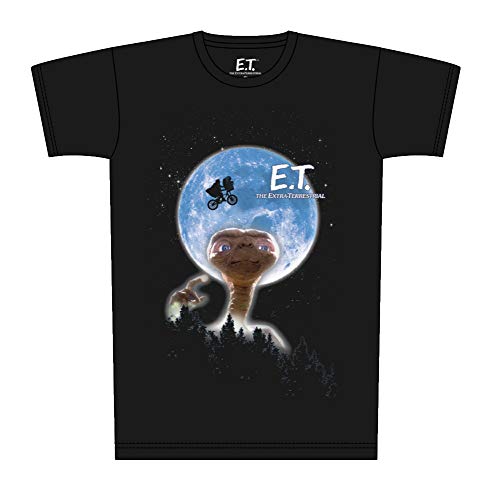 E.T. Moon Poster T-Shirt schwarz, Bedruckt, aus 100% Baumwolle.