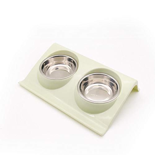 Pet Double Bowls Futter Wasserzufuhr Edelstahl Katzenfutterschale für Hunde Welpen Katzen Haustiere Zubehör Fütterungsgeschirr S / M-Green, S.