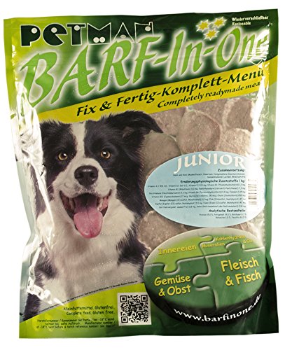 Petman BARF-in-One Junior, 20 x 750g-Beutel, Tiefkühlfutter, gesunde, natürliche Ernährung für Hunde, Hundefutter, BARF, B.A.R.F.