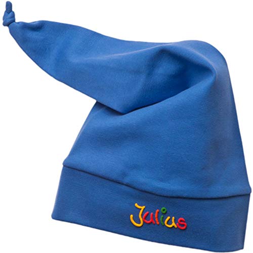 mein-name Zipfelmütze Kindermütze Kinder Haube Personalisierte Mütze für Junge Mädchen Kinder Kinderhaube nit Zipfel, Farbe:Jeans