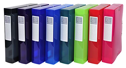Exacompta 59660E Packung (mit 8 Archivboxen Iderama PP, 24 x 32 cm, ideal für Ihre Dokumente in Format DIN A4, Rücken 60mm) farbig sortiert, 8 Stück