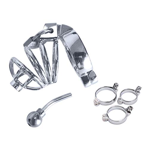 Stainless Steel Cage Penile Bondage Ring Urethral Catheter Male Chastity Lock Device Adult Game Sex Toy for Men